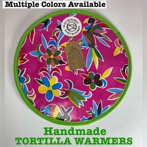 Handmade Mexican oilcloth tortilla warmers